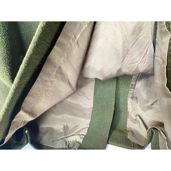 Ferre Gianni Skirt Womens 22 Olive Green Solid  Zip Back Slit Lined Career - Picture 5 of 13